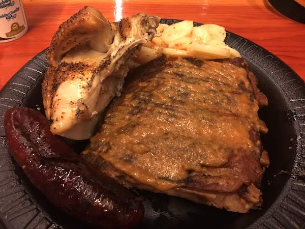 Chicken, Ribs and Sausage platter at Das Festhaus in Busch Gardens