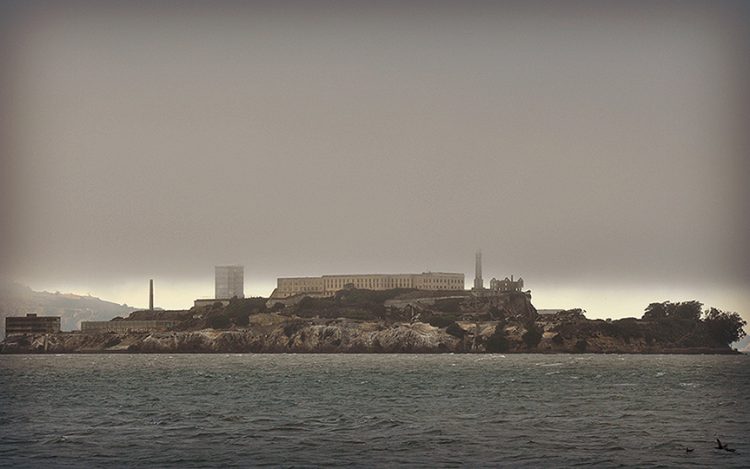 Alcatraz Island from the water.