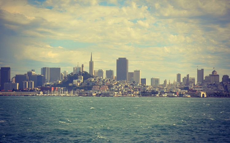 City of San Francisco as seen from Alcatraz Island ferry ride.