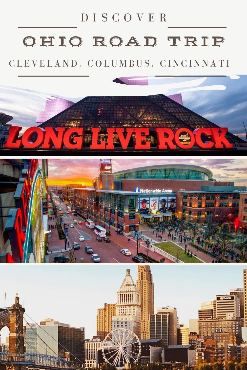 Take a road trip through Ohio's major cities (Cleveland, Columbus and Cincinnati) to discover Ohio's amazing history, rich culture and great food. Fun attractions make it great for family road trips. See the Cleveland Zoo, Rock 'n Roll Hall of Fame, Columbus Zoo, Zoombezi Bay Water Park, the National Underground Railroad Freedom Center, COSI, Kings Island and much more! This post includes where to stay, things to do for history, adventure, family fun and foodie trips to make it what you want! via @karendawkins