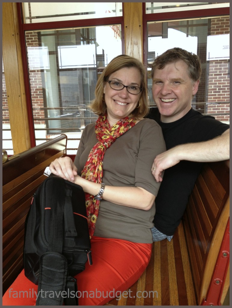 Sitting on the streetcar in Ybor City.