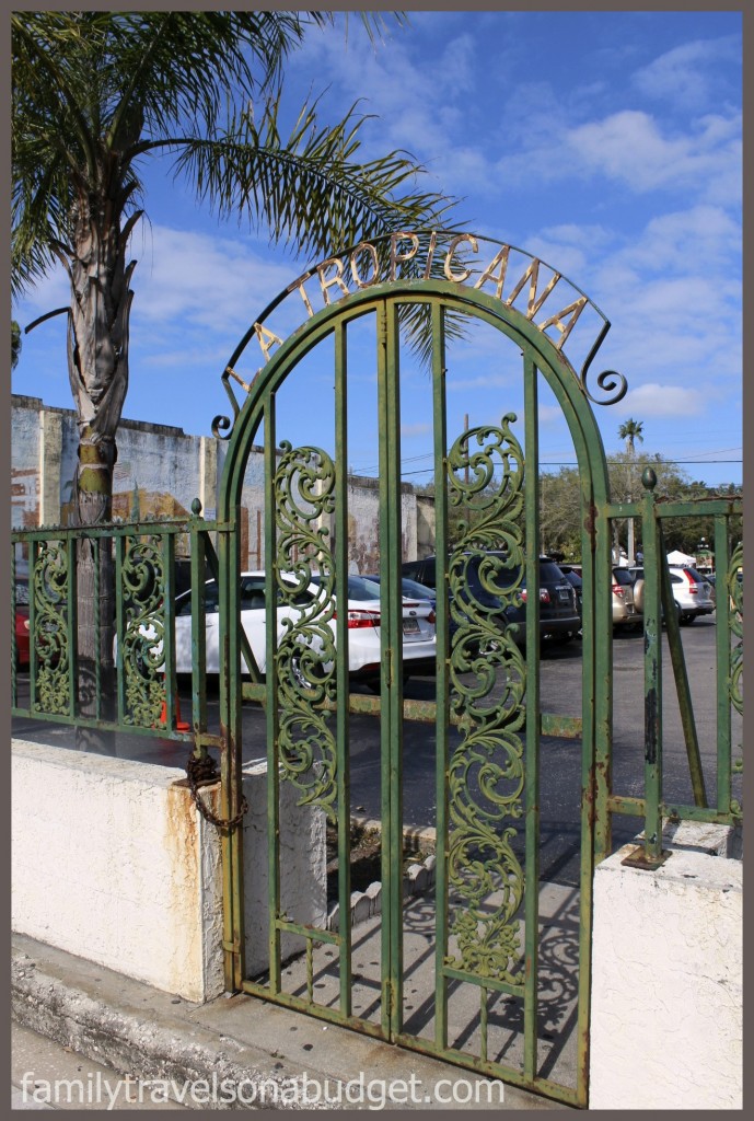 Gate at La Tropicana restaurant parking lot.