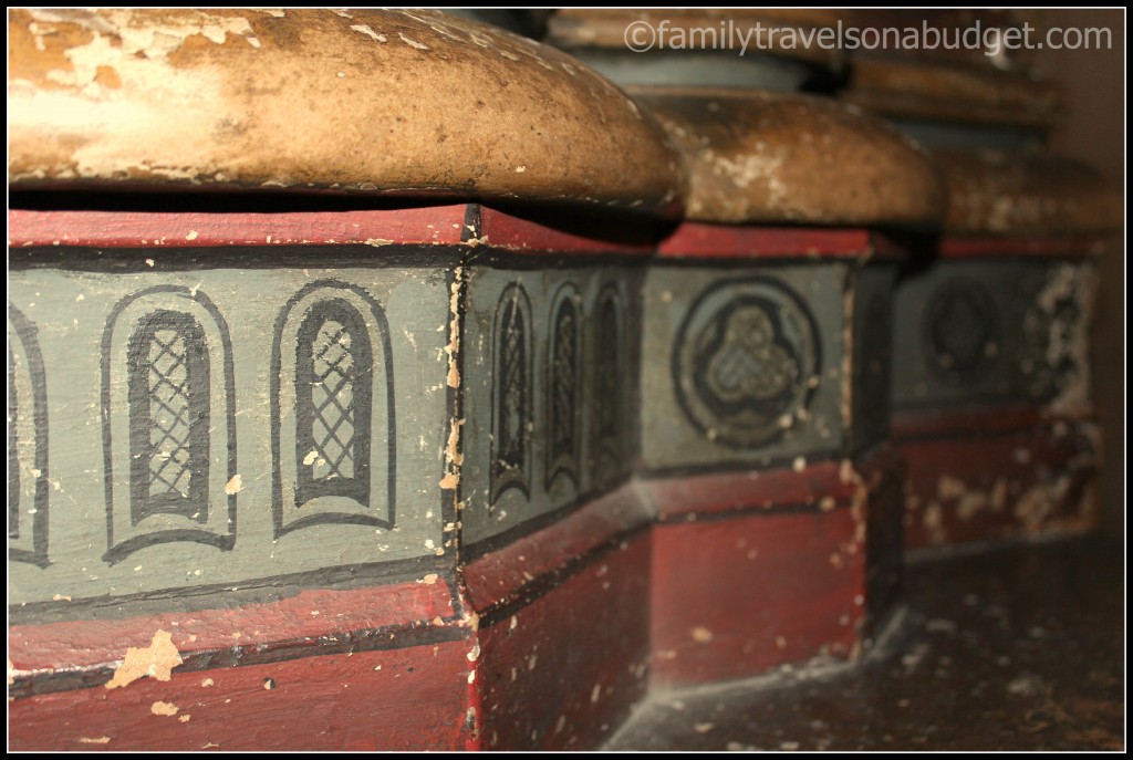 Baseboards in Sainte Chapelle, with hand painted window details.