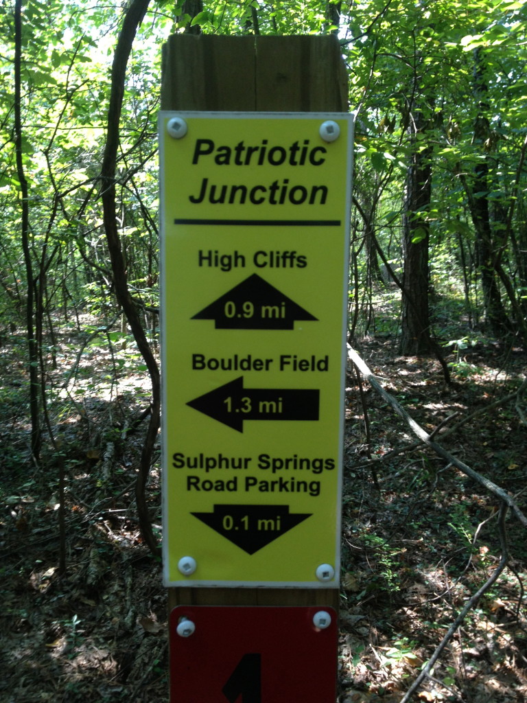 Trail markers at Moss Rock Preserve, Alabama