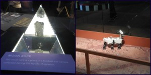 Left: a real moon rock. Right: the "mars rover"