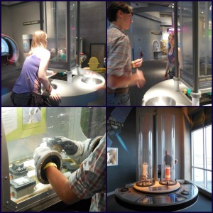 Top: My brother and I playing with a wind tunnel. Bottom left: Kyle working with some gloves. Bottom right: mini rocket launchers