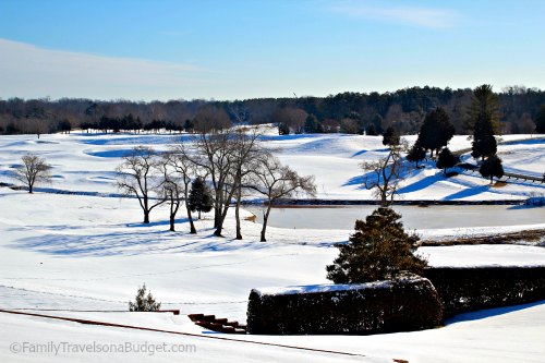 Keswick Hall grounds covered in snow