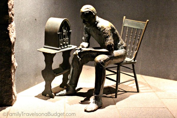 One of many bronze statues at the FDR Memorial you'll see in Washington DC at night