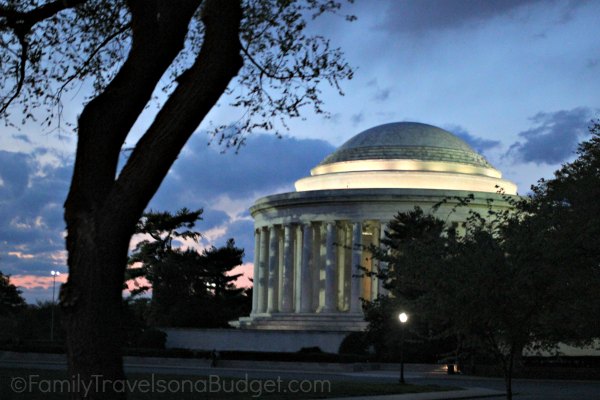 The indigo blue sky behind the Jefferson Memorial makes it stand out even more when you see Washington DC at night.