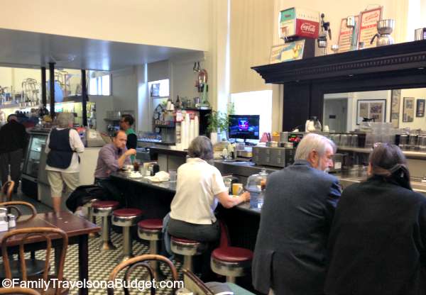 Old fashioned soda fountain at a shop in Downtown Charlottesville VA.