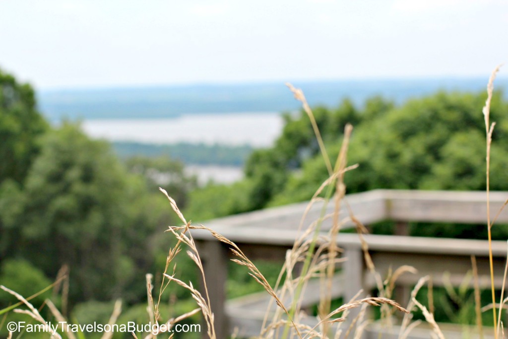 Pere Marquette State Park near Alton, IL. Shows grass in foreground with the Mighty Mississippi River behind