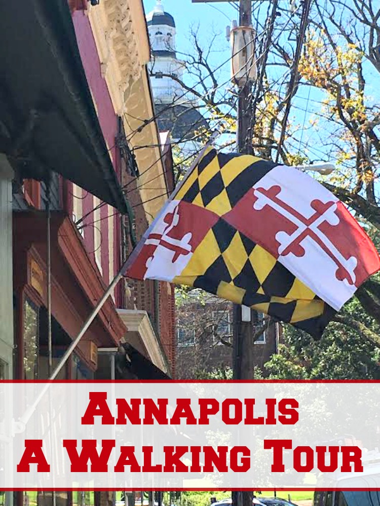 Picture of the Maryland State Flag with title "Annapolis: A Walking Tour"