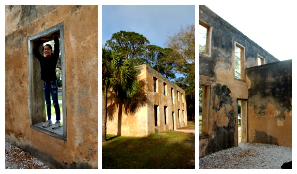 Collage of photos of the Horton House ruins in Georgia.
