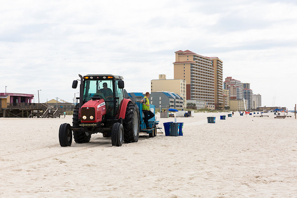 Beach patrols cleaning up at the end of the day