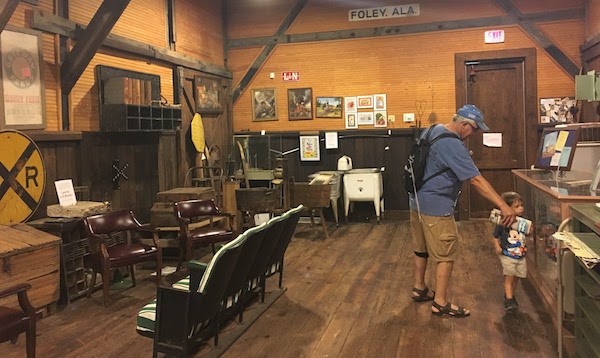 Guests enjoying exhibits in the Foley train museum