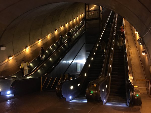 Rosslyn Metro Station Escalator, a really long escalator.