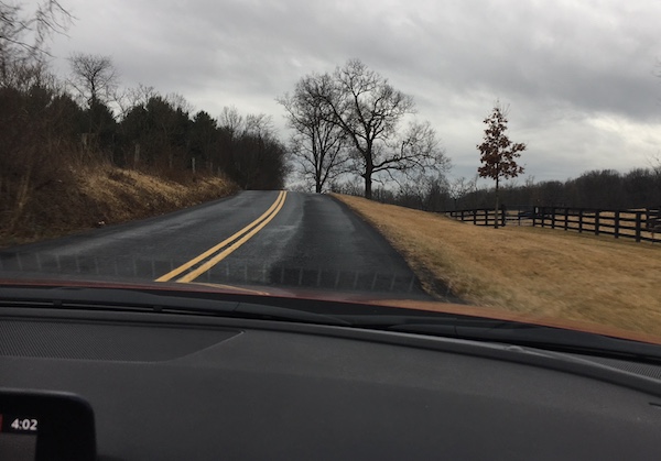 The car handles well on wet, country roads.