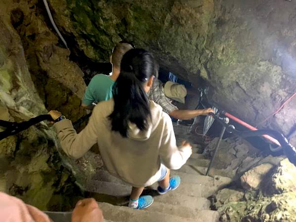 Steep stairs into Perry Cave at Put-In-Bay, Ohio.