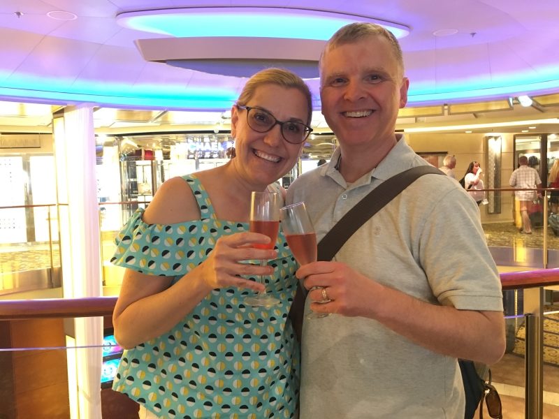 Welcome champagne on the Celebrity Equinox.