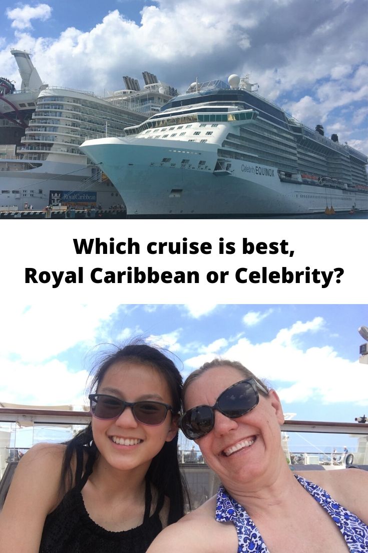 Comparing cruise lines: Royal Caribbean or Celebrity, which one is best? We compare both cruise lines from cabins, to activities, to onboard experience and food to help you decide which is best for you! #comparecruiselines #cruisetips #royalcaribbean #celebritycruiseline #Caribbeancruisetravel #cruisetravelships #celebritycruiseequinox #celebrityequinoxship #celebrityequinoxcruisetips #bestcruiseforfamilies #bestcruiselineforfamilies  via @karendawkins
