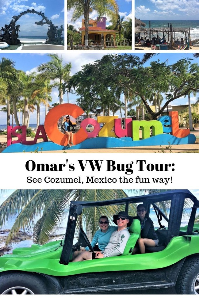 Photo collage of the things you'll see on Omar's VW Bug Tour of Cozumel