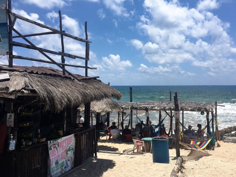 Cozumel open air restaurant at the beach.