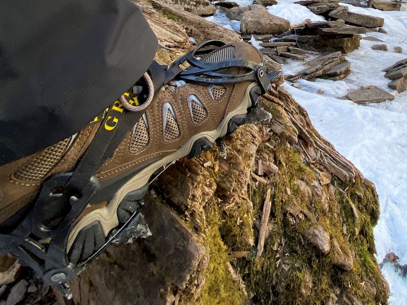 Waterproof hiking boots with good tread for winter hiking