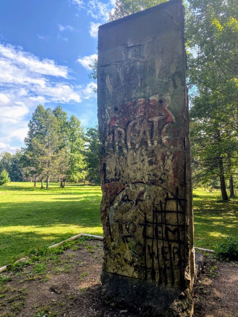 A section of the Berlin Wall on display on the grounds at Kentuck Knob, one of  the Frank Lloyd Wright houses in PA