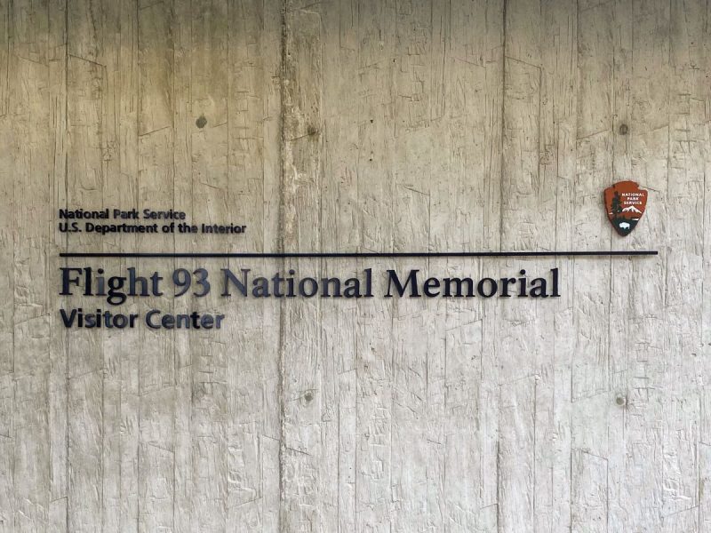 Entrance sign for the Flight 93 National Memorial Visitor Center.