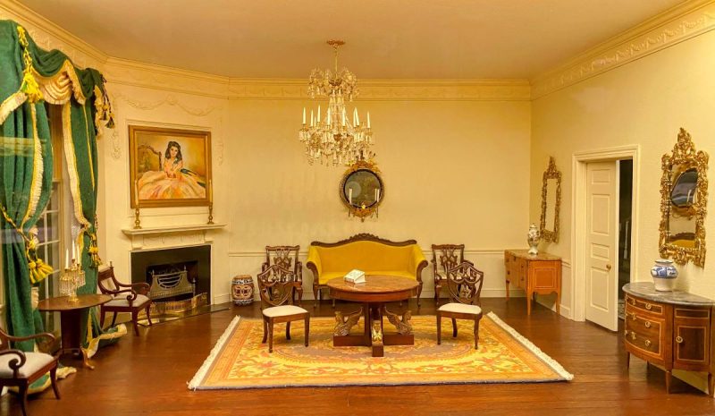 Miniature on display in the R. Lee Taylor Miniatures Gallery at the MSV, a recreation of the living room of Tara, the mansion in Gone with the Wind.
