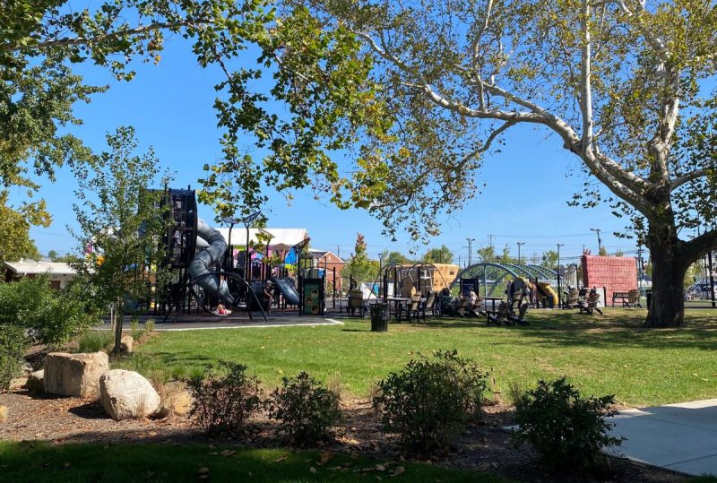 Playground at the Douglass School Community Center as seen from the Washington and Old Dominion Rail Trail