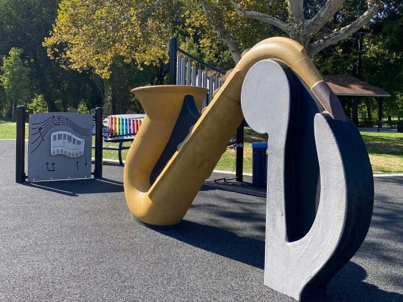 Musical instruments on the playground at Douglass Park