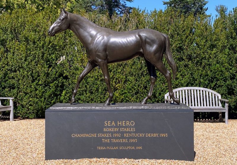Sculpture of  Kentucky Derby winner, Sea Hero from Rokeby Stables, on the grounds of the National Sporting Library & Museum in Loudoun County  VA