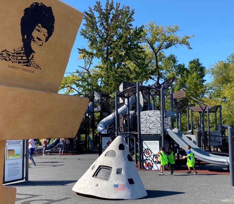 Kids on the playground at Douglass School park in Loudoun County, VA