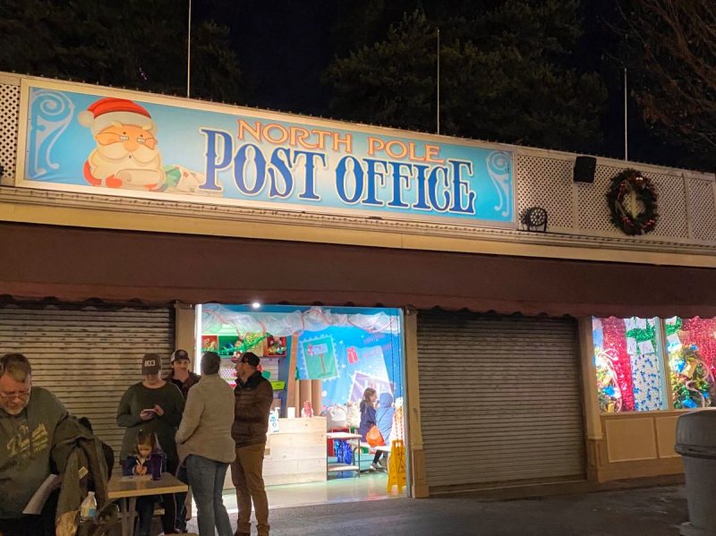 North Pole Post Office at Carowinds WinterFest, where kids can write letters to Santa and mail them.