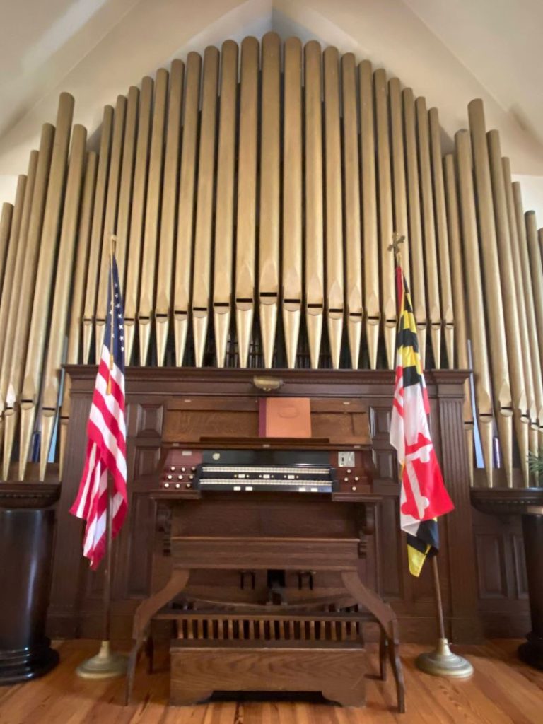 Pipe organ at the Museum of Howard County History.