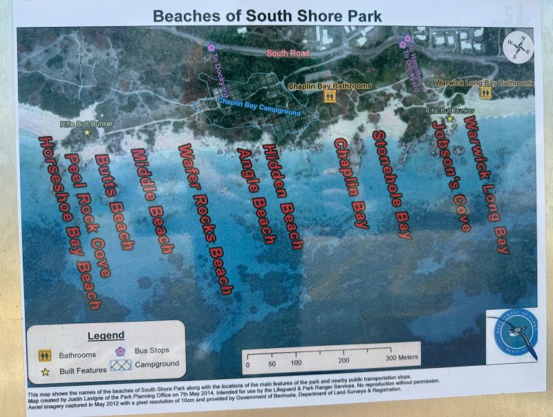 Map of South Shore Park Bermuda.