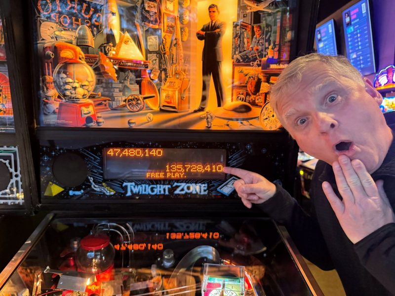 Shocked at score in Twilight Zone Pinball Game.