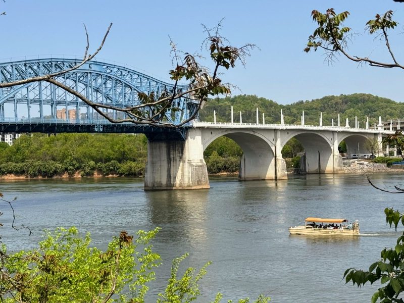 Riverboat tour in Chattanooga as seen from the Tennessee Riverwalk.