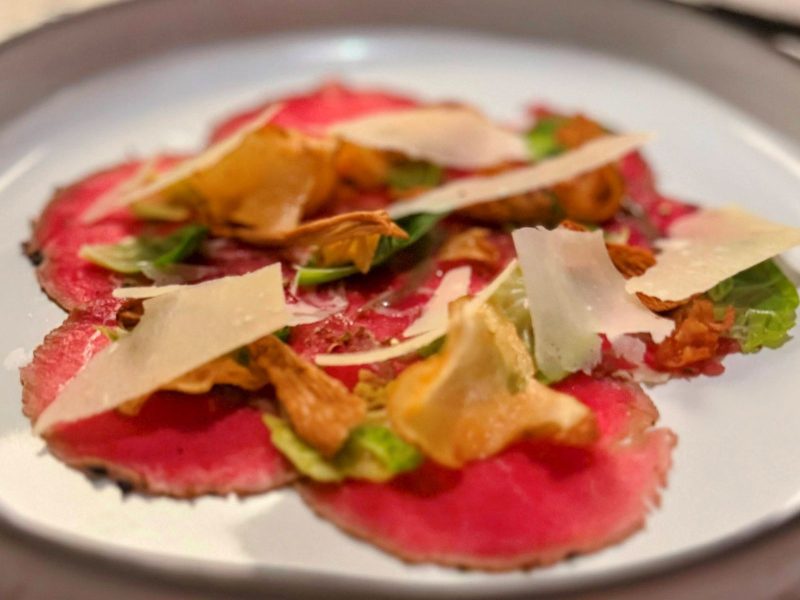 Carpaccio starter at Extra Virgin.