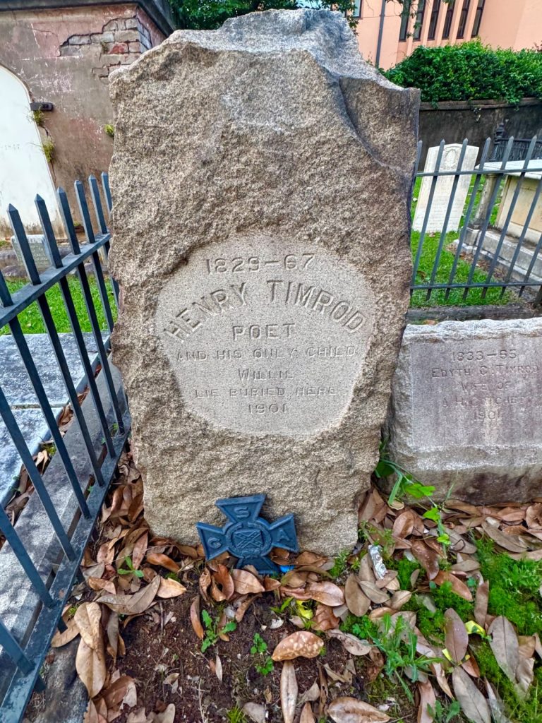Grave of Henry Timrod, a poet during the Civil War.