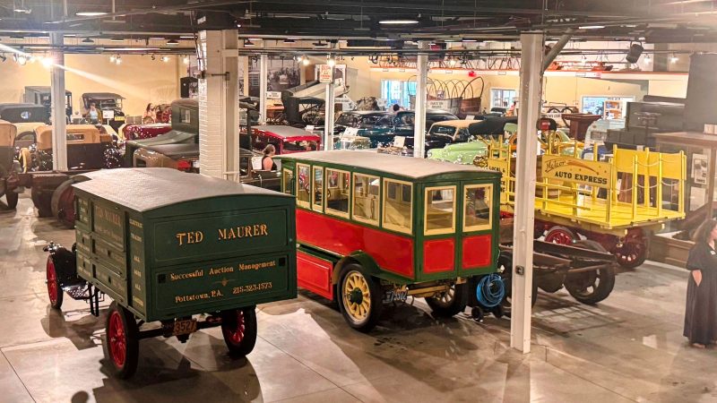 Wide view of antique vehicle museum in Boyertown, PA.