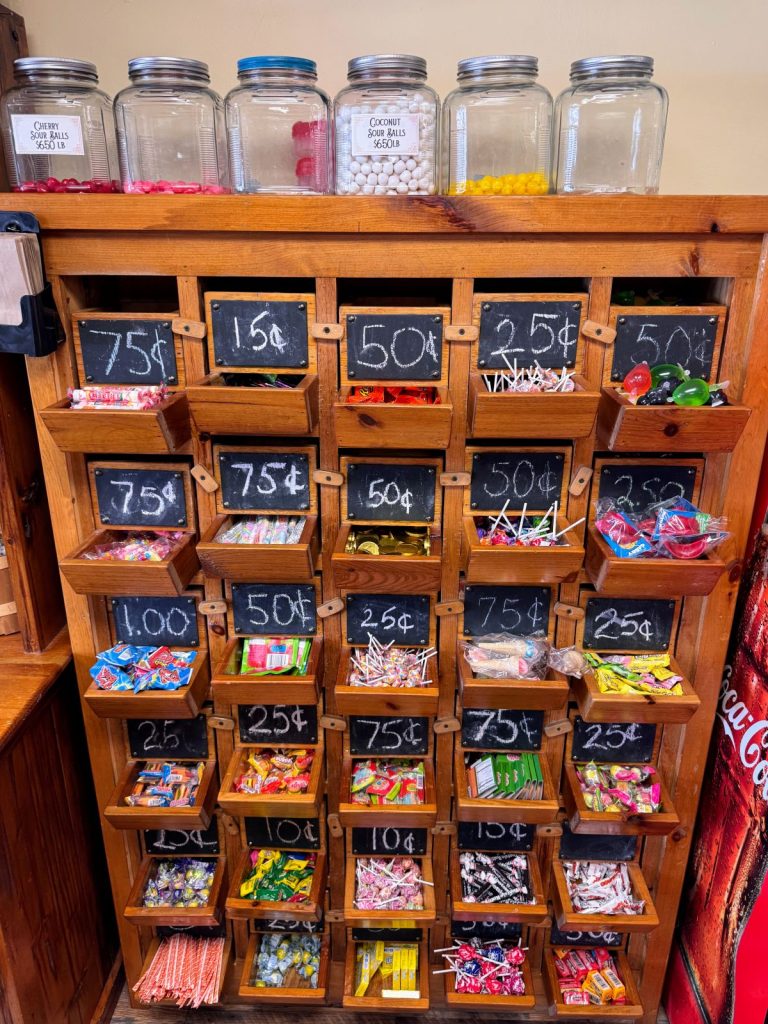 Old fashioned "penny" candy bin at the Peppermint Stick Candy Company.