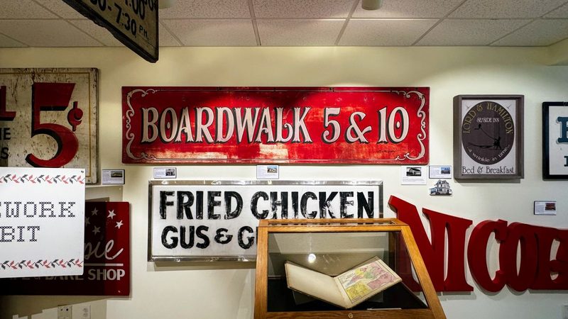 Some of the signs on display at the Rehoboth Beach Museum.